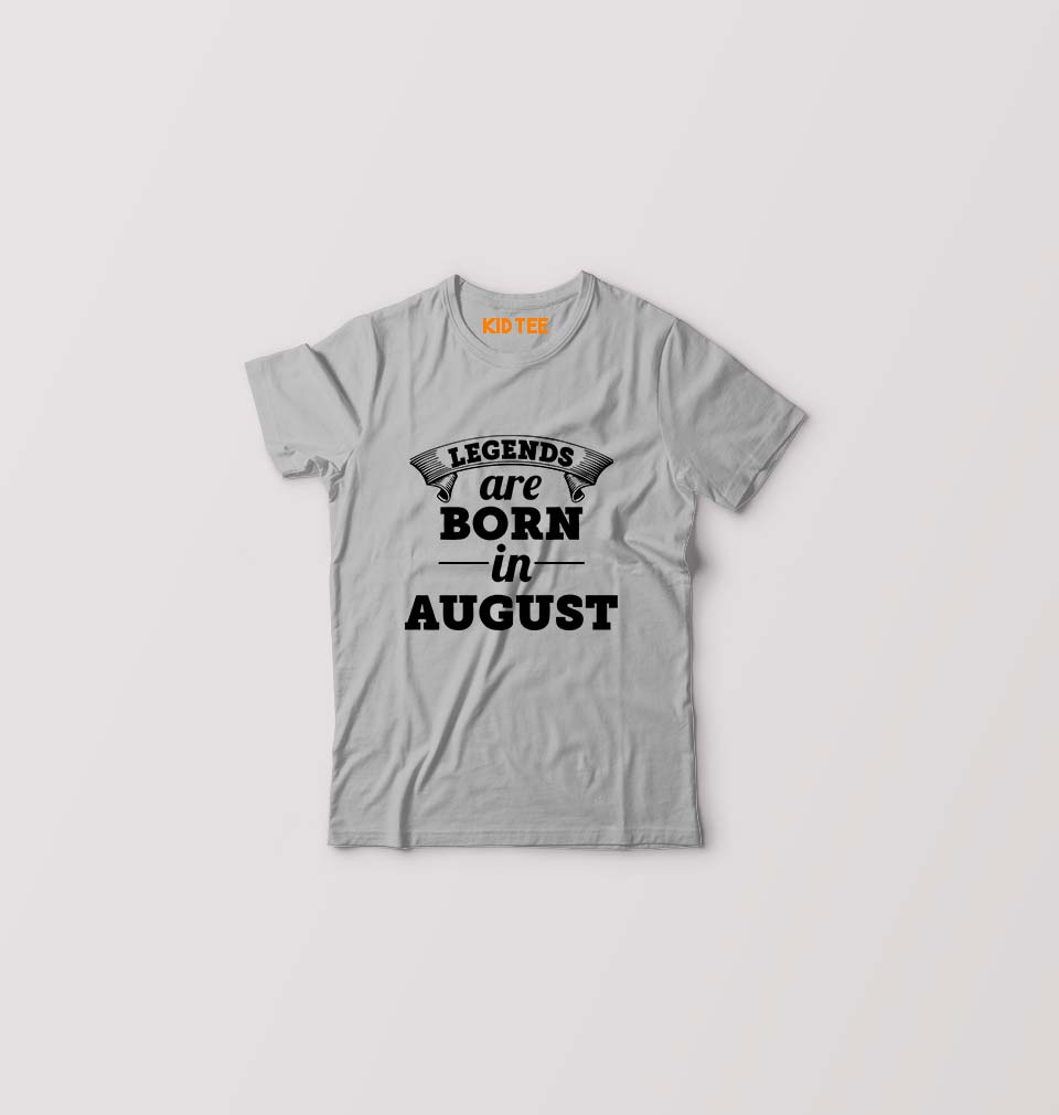 Legends are Born in August Kids T-Shirt for Boy/Girl-Grey-Ektarfa.online