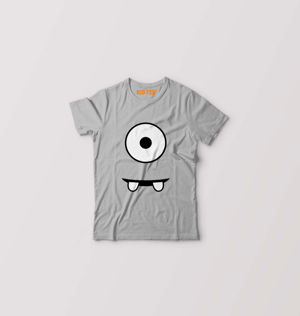 Minion Eye & Teeth Kids T-Shirt for Boy/Girl-Grey-Ektarfa.online