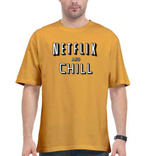 Load image into Gallery viewer, Netflix and chill Oversized T-Shirt for Men-Golden Yellow-Ektarfa.online
