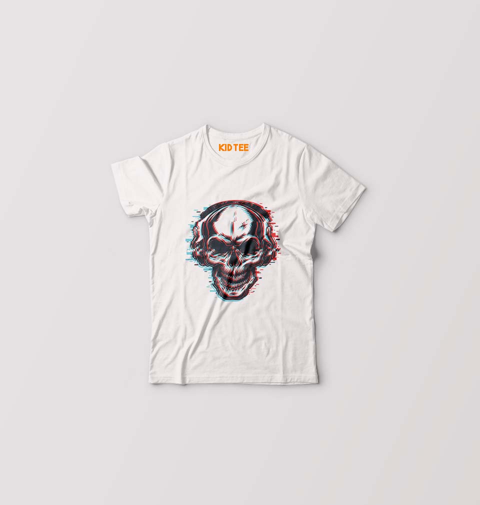 Skull Kids T-Shirt for Boy/Girl-White-Ektarfa.online