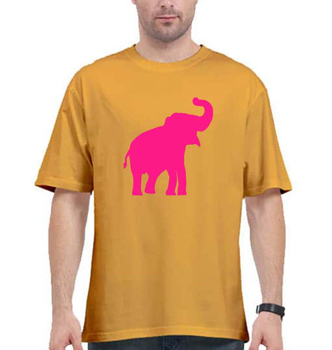 Pink Elephant Oversized T-Shirt for Men-Golden Yellow-Ektarfa.online