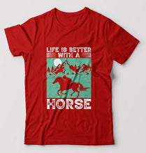 Load image into Gallery viewer, Horse Riding T-Shirt for Men-Red-Ektarfa.online
