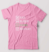 Load image into Gallery viewer, Eat Sleep Code Repeat T-Shirt for Men-Light Baby Pink-Ektarfa.online
