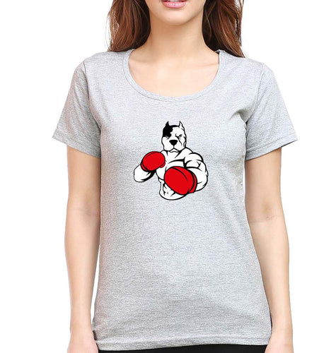 Pitbull Boxing T-Shirt for Women-Grey Melange-Ektarfa.online