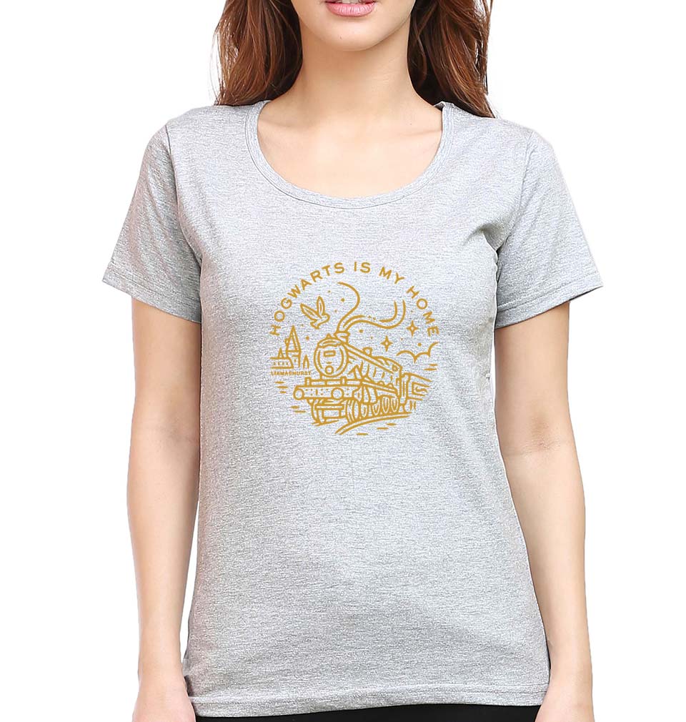 Harry Potter Hogwarts T-Shirt for Women-Grey Melange-Ektarfa.online