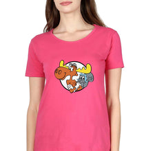 Load image into Gallery viewer, The Adventures of Rocky and Bullwinkle and Friends T-Shirt for Women-Pink-Ektarfa.online
