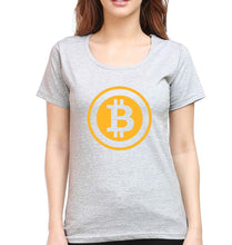 Load image into Gallery viewer, Cryptocurrency Bitcoin T-Shirt for Women-Grey Melange-Ektarfa.online
