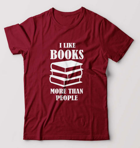 Like Books T-Shirt for Men-Maroon-Ektarfa.online