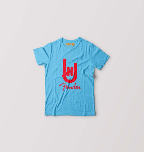 Fender Rock Hand Kids T-Shirt for Boy/Girl-Light Blue-Ektarfa.online