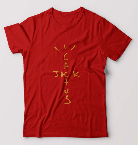 Cactus Jack Travis Scott T-Shirt for Men-S(38 Inches)-Red-Ektarfa.online