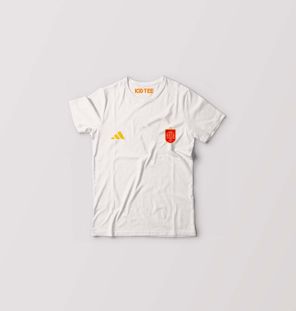 Spain Football T-Shirt for Boy/Girl-White-Ektarfa.online