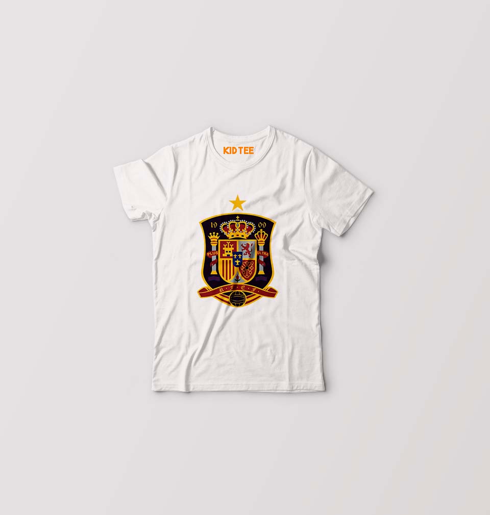 Spain Football Kids T-Shirt for Boy/Girl-White-Ektarfa.online