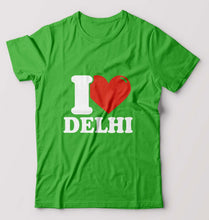 Load image into Gallery viewer, I Love Delhi T-Shirt for Men-S(38 Inches)-flag green-Ektarfa.online
