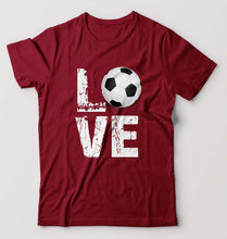 Load image into Gallery viewer, Love Football T-Shirt for Men-S(38 Inches)-Maroon-Ektarfa.online
