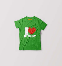 Load image into Gallery viewer, I Love Rugby Kids T-Shirt for Boy/Girl-Flag Green-Ektarfa.online
