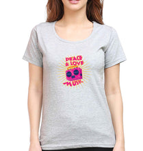 Load image into Gallery viewer, Psychedelic Music Peace Love T-Shirt for Women-Grey Melange-Ektarfa.online
