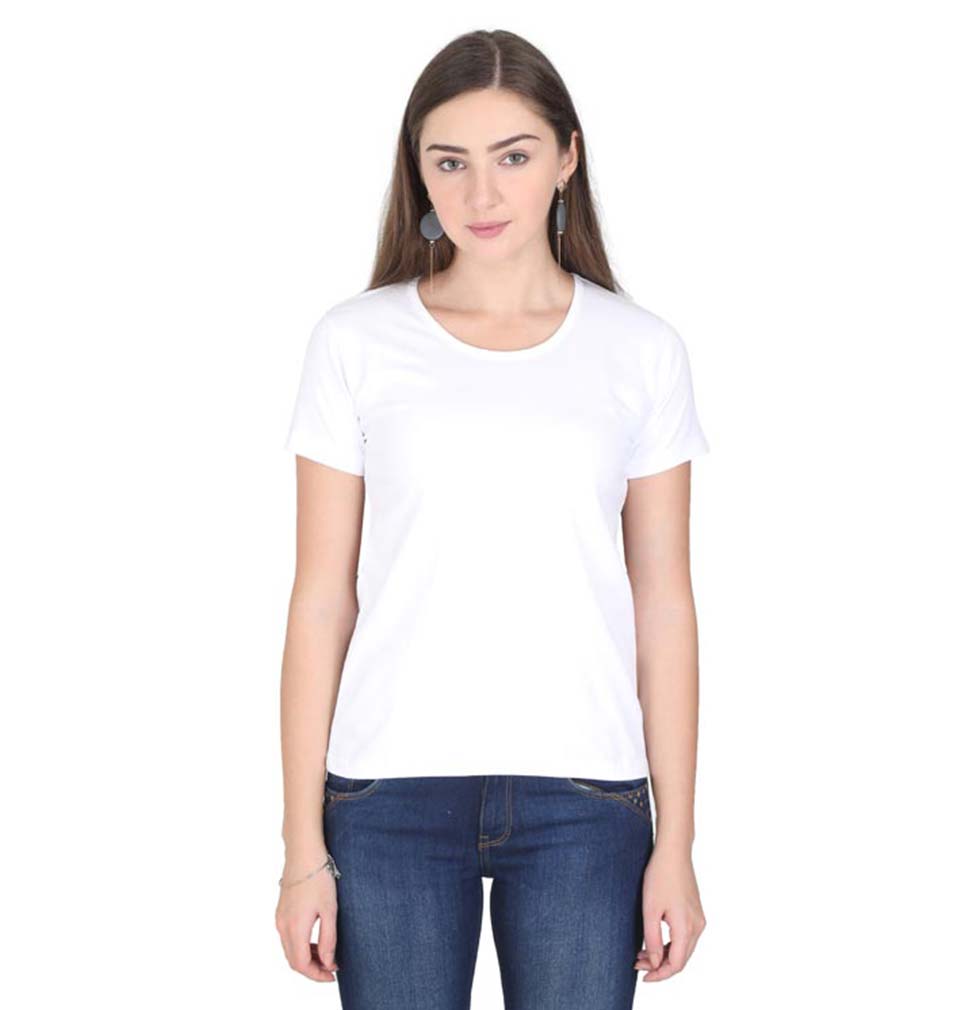 Plain White Half Sleeves T-Shirt for Women-ektarfa.com