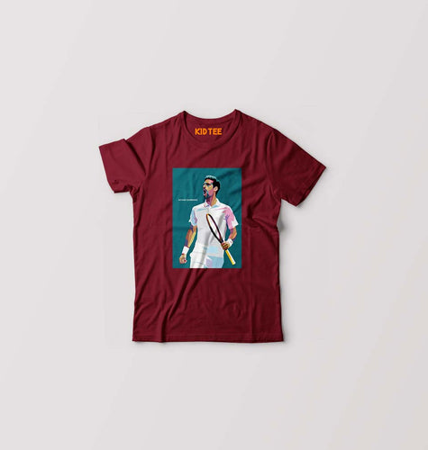 Novak Djokovic Tennis Kids T-Shirt for Boy/Girl-Maroon-Ektarfa.online