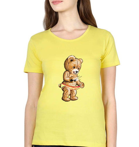 Domrebel Bear T-Shirt for Women-Yellow-Ektarfa.online