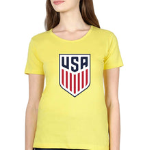 Load image into Gallery viewer, USA Football T-Shirt for Women-Yellow-Ektarfa.online
