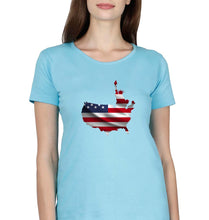 Load image into Gallery viewer, USA America T-Shirt for Women-Light Blue-Ektarfa.online
