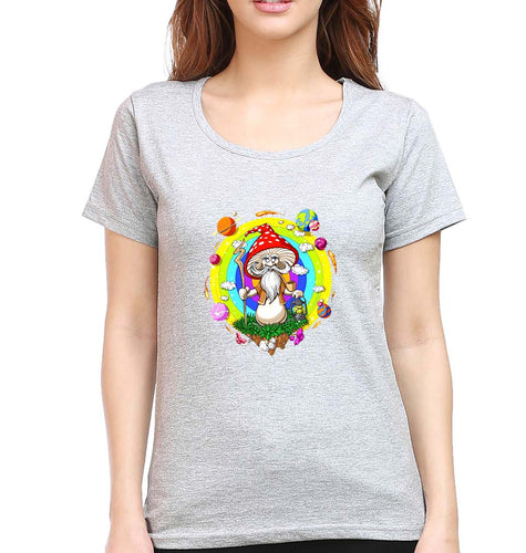 Mushroom T-Shirt for Women-Grey Melange-Ektarfa.online