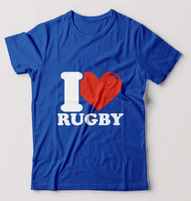 Load image into Gallery viewer, I Love Rugby T-Shirt for Men-Royal Blue-Ektarfa.online
