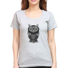 Load image into Gallery viewer, Owl T-Shirt for Women-Grey Melange-Ektarfa.online
