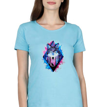 Load image into Gallery viewer, Wolf T-Shirt for Women-Sky Blue-Ektarfa.online
