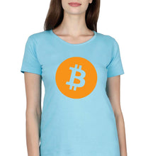 Load image into Gallery viewer, Cryptocurrency Bitcoin T-Shirt for Women-Light Blue-Ektarfa.online
