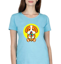 Load image into Gallery viewer, Puppy T-Shirt for Women-Light Blue-Ektarfa.online
