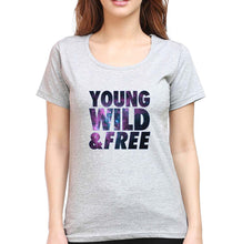Load image into Gallery viewer, Young Wild Free T-Shirt for Women-Grey Melange-Ektarfa.online
