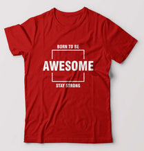 Load image into Gallery viewer, Born to be awsome Stay Strong T-Shirt for Men-Red-Ektarfa.online
