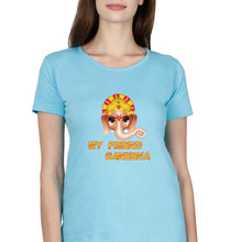 Load image into Gallery viewer, Ganpati JI(Ganesh) T-Shirt for Women-Light Blue-Ektarfa.online

