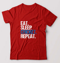 Load image into Gallery viewer, Eat Sleep Cricket Repeat T-Shirt for Men-Red-Ektarfa.online
