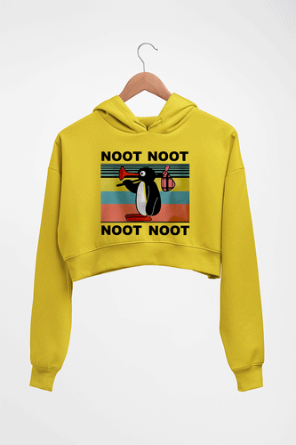 Pingu Crop HOODIE FOR WOMEN-Mustard Yellow-Ektarfa.online