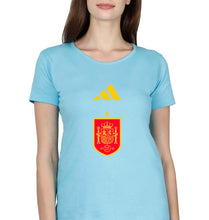 Load image into Gallery viewer, Spain Football T-Shirt for Women-Light Blue-Ektarfa.online

