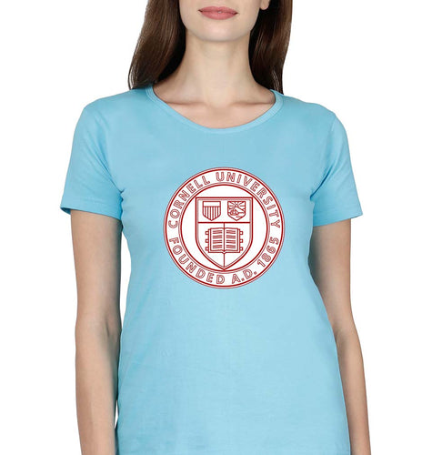Cornell University T-Shirt for Women-Light Blue-Ektarfa.online