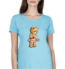 Load image into Gallery viewer, Domrebel Bear T-Shirt for Women-Light Blue-Ektarfa.online
