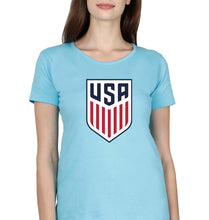 Load image into Gallery viewer, USA Football T-Shirt for Women-Light Blue-Ektarfa.online
