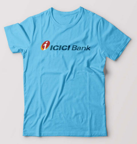 ICICI Bank T-Shirt for Men-S(38 Inches)-Light Blue-Ektarfa.online