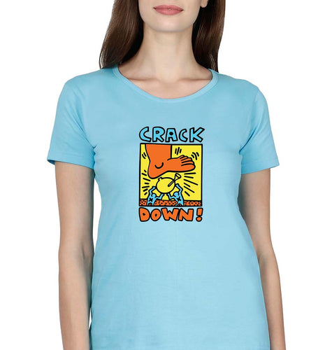 Keith Haring T-Shirt for Women-Light Blue-Ektarfa.online