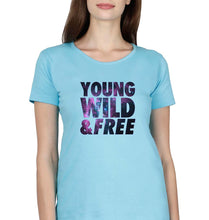 Load image into Gallery viewer, Young Wild Free T-Shirt for Women-Light Blue-Ektarfa.online
