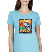 Load image into Gallery viewer, Shark T-Shirt for Women-Light Blue-Ektarfa.online

