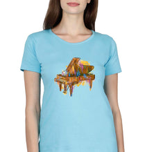 Load image into Gallery viewer, Piano T-Shirt for Women-Light Blue-Ektarfa.online
