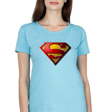 Load image into Gallery viewer, Superman Superhero T-Shirt for Women-Light Blue-Ektarfa.online
