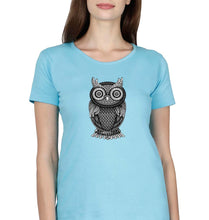 Load image into Gallery viewer, Owl T-Shirt for Women-Light Blue-Ektarfa.online
