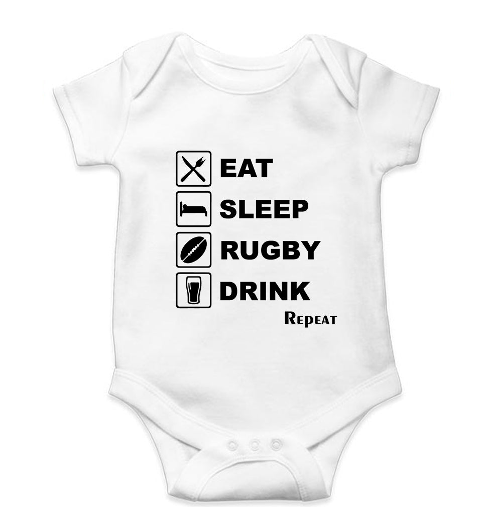 Rugby Kids Romper For Baby Boy/Girl-0-5 Months(18 Inches)-White-Ektarfa.online