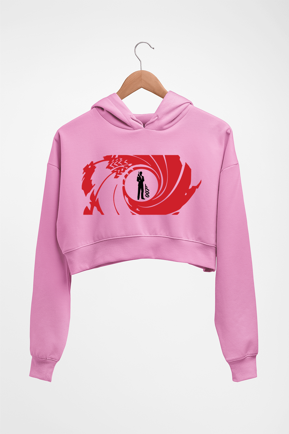 James Bond 007 Crop HOODIE FOR WOMEN-Light Baby Pink-Ektarfa.online