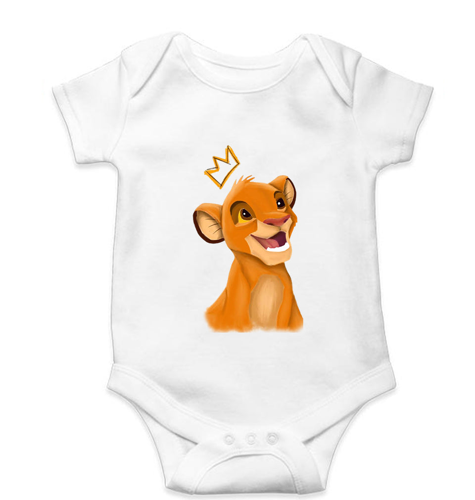 Lion King Simba Kids Romper For Baby Boy/Girl-0-5 Months(18 Inches)-White-Ektarfa.online